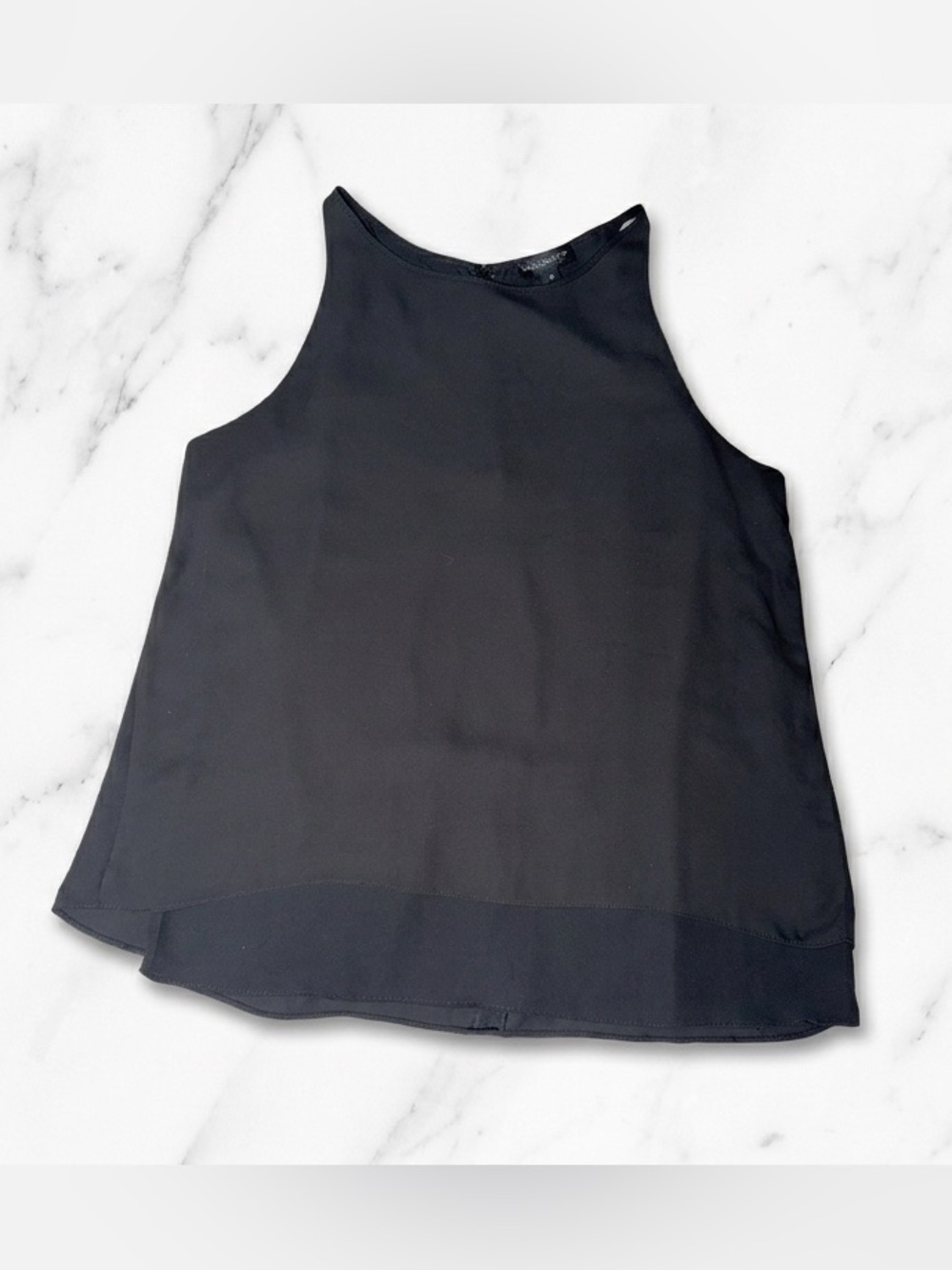 Willi Smith Black Tiered Chiffon Halter Sleeveless Camisole Top M - Good